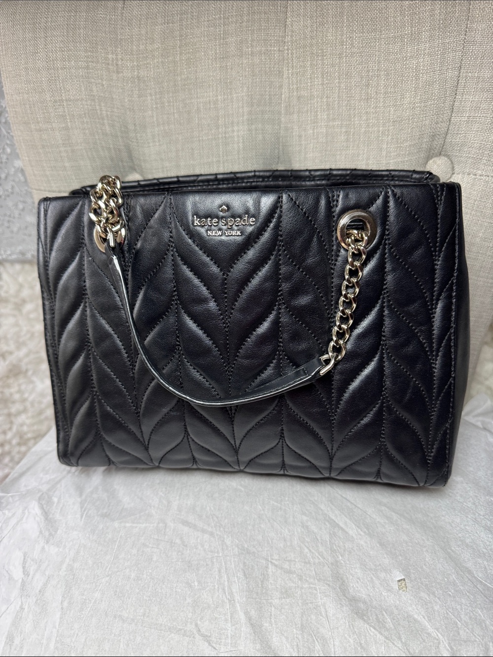 kate spade Quilted Leather Chain-Handle Shoulder Bag in Black